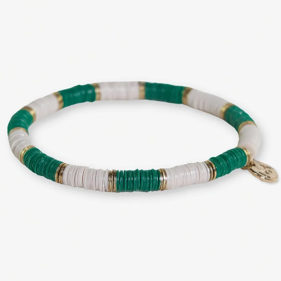 INK + ALLOY Grace Two-Color Block Sequin Stretch Bracelet Kelly Green/Ivory