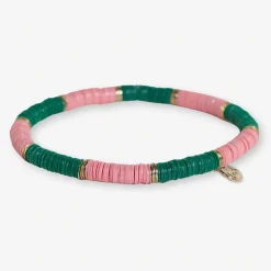 INK + ALLOY Grace Two-Color Block Sequin Stretch Bracelet Pink/Kelly Green