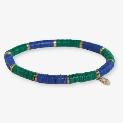 INK + ALLOY Grace Two-Color Block Sequin Stretch Bracelet Kelly Green/Lapis