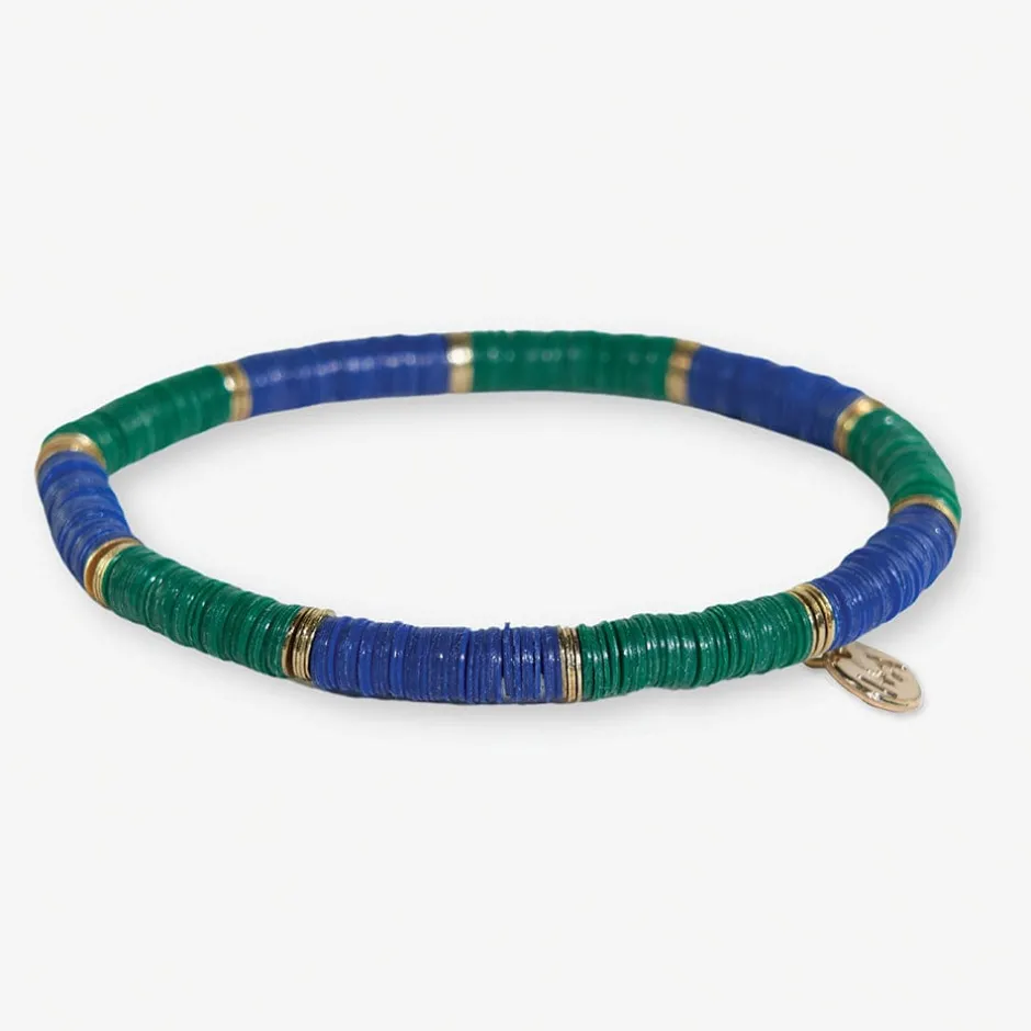 INK + ALLOY Grace Two-Color Block Sequin Stretch Bracelet Kelly Green/Lapis