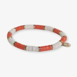 INK + ALLOY Grace Two-Color Block Sequin Stretch Bracelet Coral/Ivory