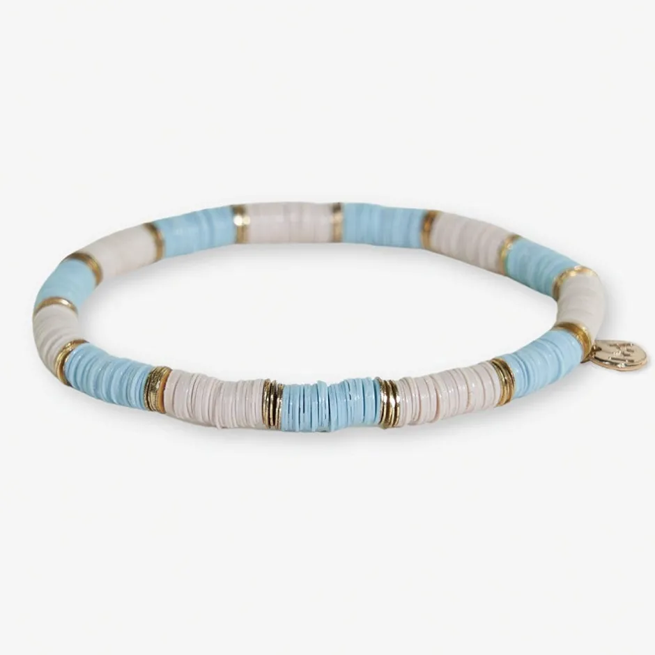 INK + ALLOY Grace Two-Color Block Sequin Stretch Bracelet Light Blue/Ivory