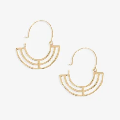INK + ALLOY Gwen Half Circle with Cut Outs Abstract Hoop Earrings Brass
