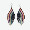 INK + ALLOY Haley Falling Lines Beaded Fringe Earrings Rainbow/Black