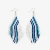 INK + ALLOY Haley Game Day Falling Lines Beaded Fringe Earrings Light Blue and Navy