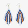INK + ALLOY Haley Game Day Stacked Triangle Beaded Fringe Earrings Blue and Orange