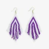 INK + ALLOY Haley Game Day Stacked Triangle Beaded Fringe Earrings Purple and White
