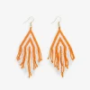 INK + ALLOY Haley Game Day Stacked Triangle Beaded Fringe Earrings Orange and White