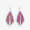 INK + ALLOY Haley Game Day Stacked Triangle Beaded Fringe Earrings Purple and Gold
