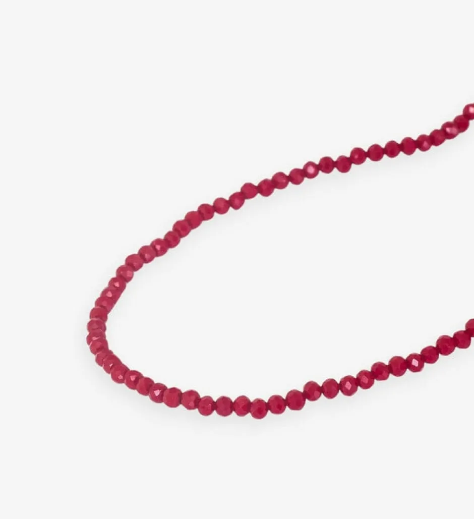 INK + ALLOY Hayden Solid Single Strand Crystal Necklace With Tassel Maroon