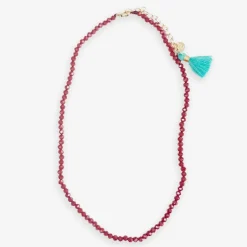 INK + ALLOY Hayden Solid Single Strand Crystal Necklace With Tassel Maroon