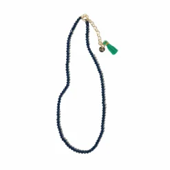 INK + ALLOY Hayden Solid Single Strand Crystal Necklace With Tassel Navy