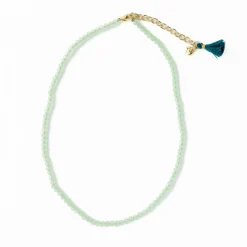 INK + ALLOY Hayden Solid Single Strand Crystal Necklace With Tassel Mint