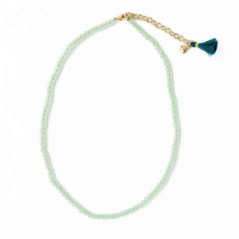 INK + ALLOY Hayden Solid Single Strand Crystal Necklace With Tassel Mint