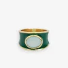 INK + ALLOY Hazel Oval Stone With Enamel Band Ring Green/Light Blue- Size 7