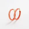 INK + ALLOY Holly Two-Color Woven Raffia Hoops Coral/Peach