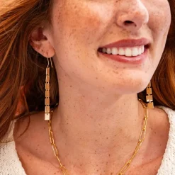 INK + ALLOY Jade Square Dangle Earrings Brass
