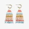 INK + ALLOY James Mini Gold Hoop Horizontal Stripes Beaded Fringe Earrings Amalfi