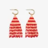 INK + ALLOY James Mini Gold Hoop Two Tone Stripes Beaded Fringe Earrings Poppy