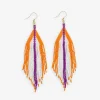 INK + ALLOY Jane Game Day Triangle with Stripe Beaded Fringe Earrings Orange and Purple