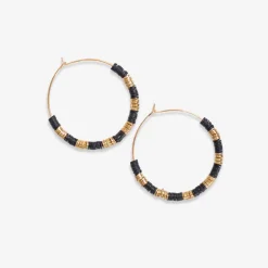 INK + ALLOY Jennifer Colorblock Small Sequin Hoop Earrings Black