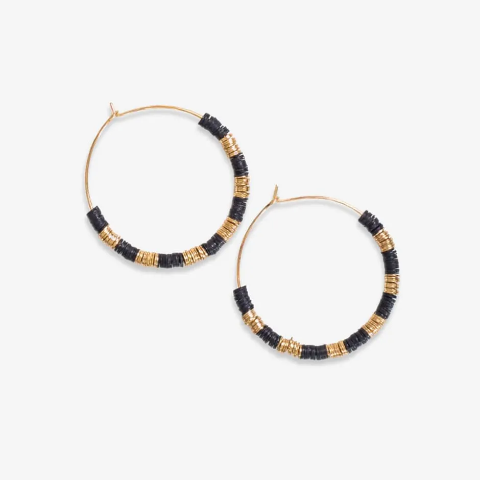 INK + ALLOY Jennifer Colorblock Small Sequin Hoop Earrings Black
