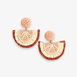 INK + ALLOY Josephine Grapefruit Raffia Drop Earrings Blush