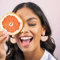 INK + ALLOY Josephine Grapefruit Raffia Drop Earrings Blush