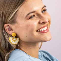 INK + ALLOY Josephine Lemon Raffia Drop Earrings Lemon