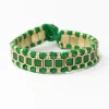 INK + ALLOY Josie Enamel Bracelet Small With Loop Latch Leaf Green