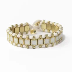 INK + ALLOY Josie Enamel Bracelet Small With Loop Latch White