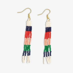 INK + ALLOY June Colorblock Petite Beaded Fringe Earrings St. Tropez