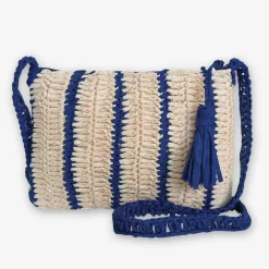 INK + ALLOY Kai Striped Raffia Crossbody Royal Blue