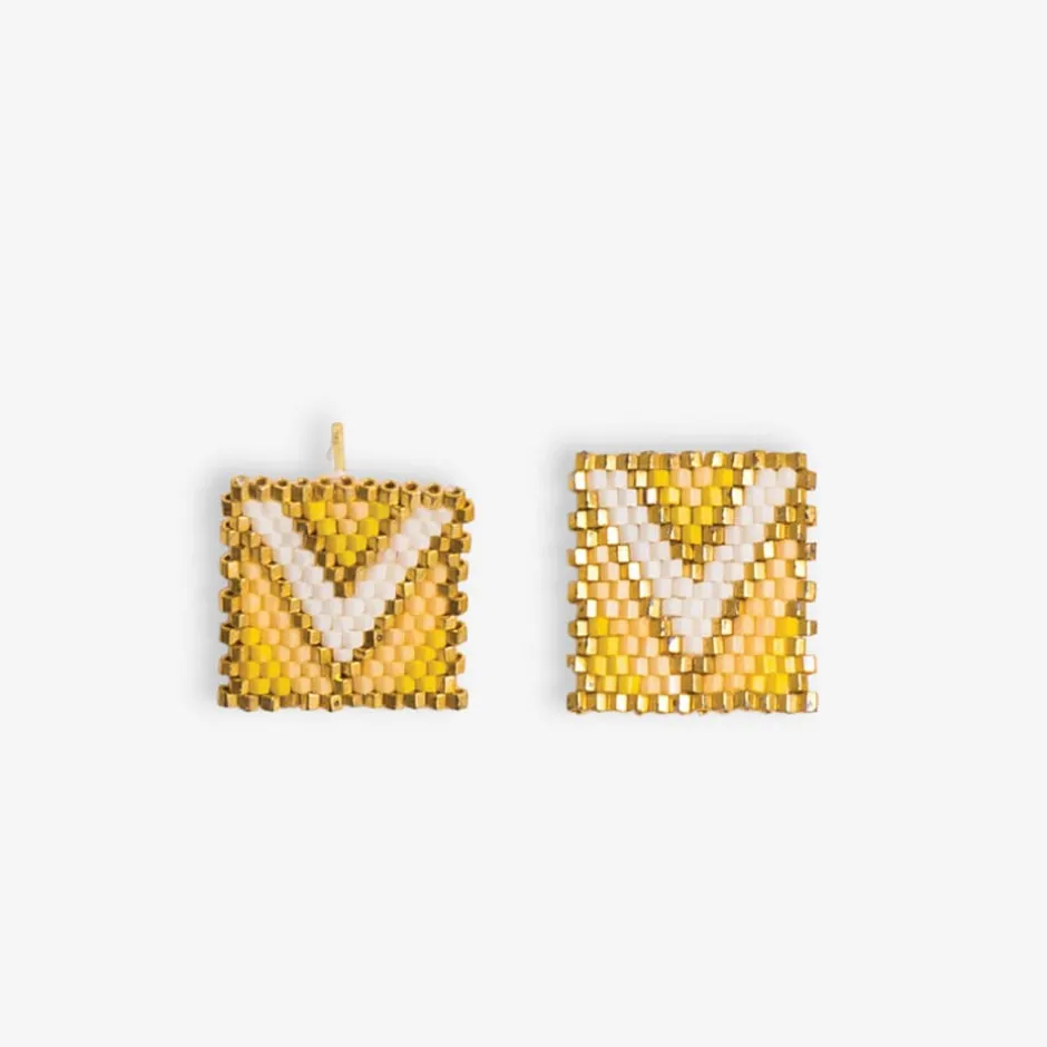 INK + ALLOY Kallie Chevron Rectangle Post Beaded Earrings Lemon