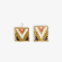 INK + ALLOY Kallie Chevron Rectangle Post Beaded Earrings Jaipur