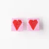 INK + ALLOY Kallie Heart Rectangle Post Beaded Earrings Pink Red