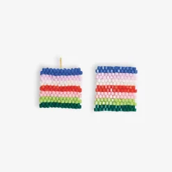 INK + ALLOY Kallie Horizontal Stripes Rectangle Post Beaded Earrings Rio