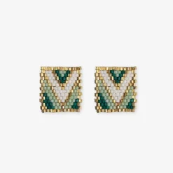 INK + ALLOY Kallie Rectangle Post Beaded Earrings Mint