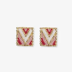 INK + ALLOY Kallie Rectangle Post Beaded Earrings Blush
