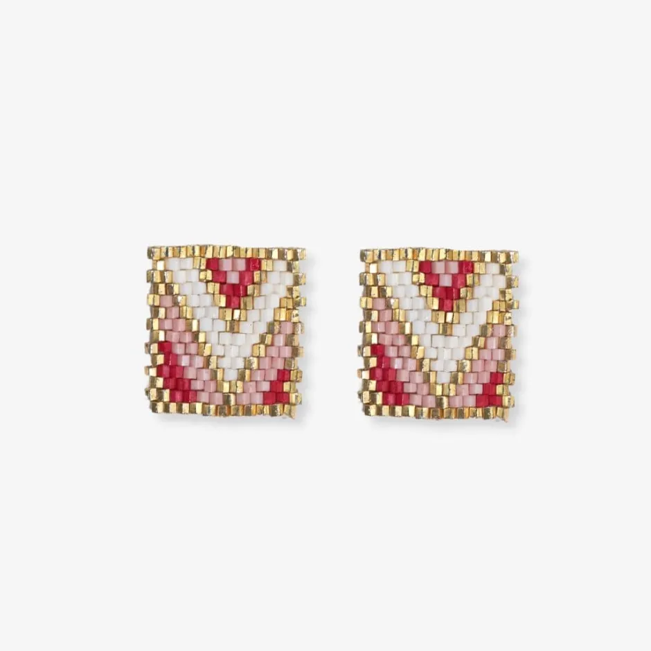 INK + ALLOY Kallie Rectangle Post Beaded Earrings Blush