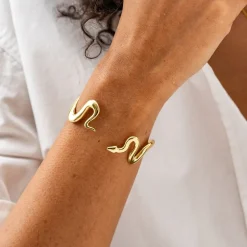 INK + ALLOY Kara Snake Cuff Bracelet Brass
