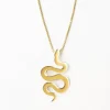 INK + ALLOY Kara Snake Pendant Necklace Brass