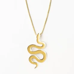 INK + ALLOY Kara Snake Pendant Necklace Brass