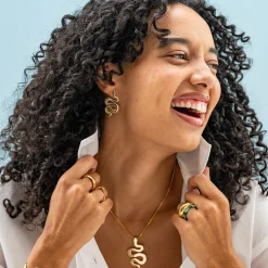 INK + ALLOY Kara Snake Pendant Necklace Brass