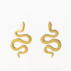 INK + ALLOY Kara Snake Post Earrings Brass