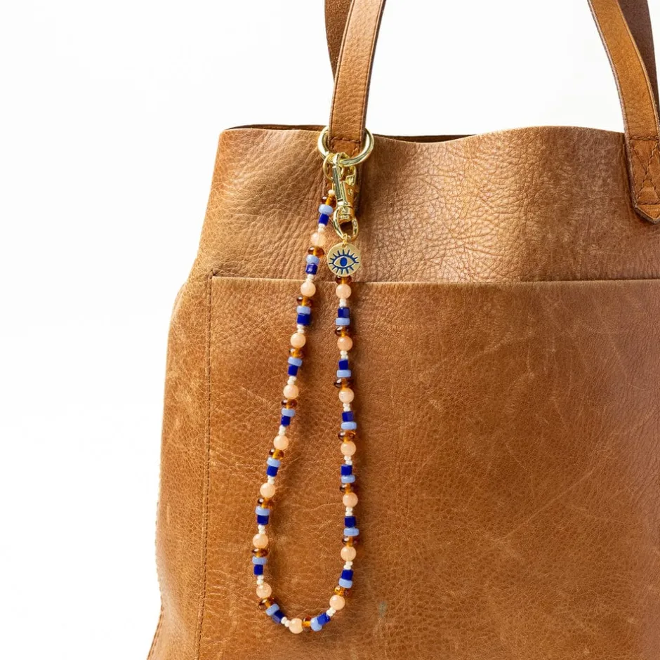 INK + ALLOY Kate Beaded Bag Charm with Brass Evil Eye