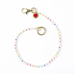 INK + ALLOY Kate White Beaded Bag Charm with Brass Heart