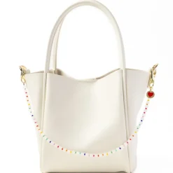 INK + ALLOY Kate White Beaded Bag Charm with Brass Heart