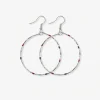 INK + ALLOY Kelly Checkered Beaded Hoop Earrings Navy + Silver