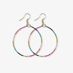 INK + ALLOY Kelly Color Block Beaded Hoop Earrings Muted Rainbow